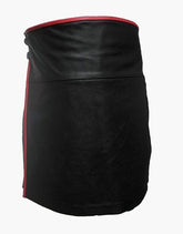 KILT IN BLACK LEATHER WITH RED PIPING - Scottish Kilt Jacket™ USA-UK